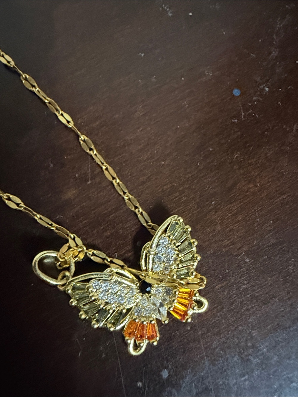 Gold Butterfly Pendant Necklace - Red, Multicolor, and Gold Options - Picture 4 of 4